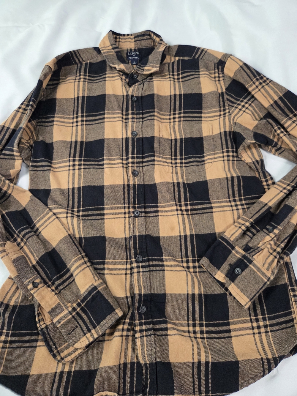 J. Crew Black and Tan Plaid Button-Down Shirt